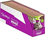 Whiskas 1 + Katzenfutter – Lamm in Gelee – Hochwertiges Nassfutter für ausgewachsene Katzen – 24 Beutel à 100g