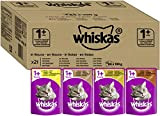 Whiskas 1+ Katzennassfutter – Geflügel-Auswahl in Sauce – Hochwertiges Feuchtfutter für ausgewachsene Katzen im Portionsbeutel – Katzenfutter – Großpackung (84 ...