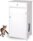 WONDERMAKE® Katzenschrank für Katzentoilette groß hoch aus Holz, Katzenklo-Schrank Kommode mit Schublade und Tür geschlossen, Design Katzen-Haus Toilette Klo XL, ...