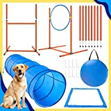 X XBEN Upgrade Agility Set für Hund, 4-teiliges Set Agility-Ausrüstung für Hunde, Agility Set mit 60CM Hundetunnel, Springring, Hürdenstange, 8 ...