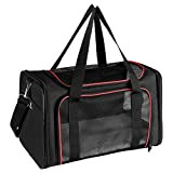 X-ZONE PET Airline Approved Pet Carriers,Soft Sided Collapsible Pet Travel Carrier for Medium Cats and Puppy (Large, Black&Red)