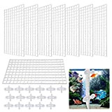 xianzhanEU 8 STK Aquarium Trennwand, Kunststoffgitter Platte für Aquarium Unten Box, mit 16 × Divider Saugnapf (Weiß)