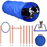 YRHome Agility Set Ausrüstungs für Hunde, Hindernisse Hunde Training Hundesport Verschiedene Kombinationen Verstellbare Höhe mit Sprungringe, Tunnel, Slalom, Hürden und ...