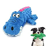 ZENVALY Quietschende Spielzeug für Hund, Hundespielzeug, Krokodil Plüschspielzeug für Hunde, Sicher Kauspielzeug für Kleine Mittel Hunde, Blau