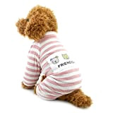 Zunea Stripe Pyjamas for Small Dogs Cotton Puppy Jumpsuit Sweatshirts Outfits Cozy Soft Leisure Autumn Pet Cat Doggy Apparel Pink ...